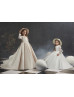 Long Sleeves Beaded Lace Satin Keyhole Back Flower Girl Dress